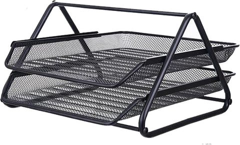 Metal Mesh Paper Tray Desk Organiser (2 Tier)