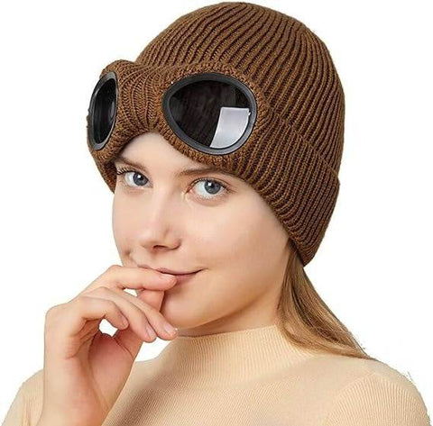 Unisex Knitted Beanie With Glasses - Alt View