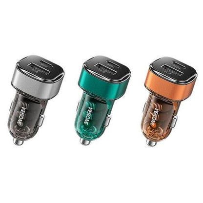 Transparent USB and C-Type Car Fast Charger - DMC Wholesale