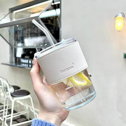 Protective Sleeve Glass Tumbler (White)(400ml)(Each) - Alt View