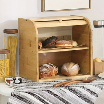Extra Large Bamboo Bread Bin (2 Tier)
