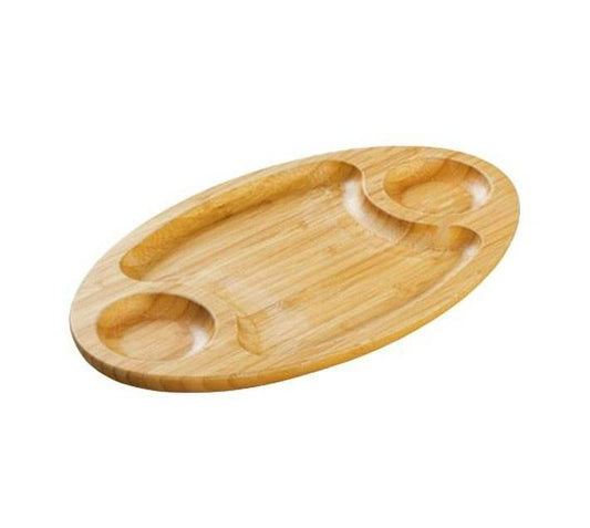 Bamboo Appetizer And Sauce Platter (3 Compartment) - DMC Wholesale