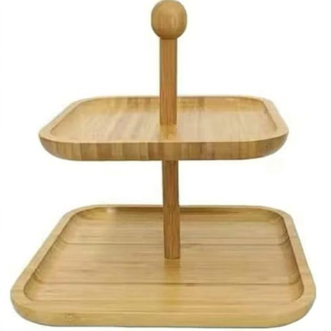 Square Bamboo Serving Stand (32cm)(2 Tier) - Alt View