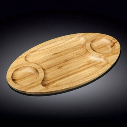 Bamboo Appetizer And Sauce Platter (3 Compartment) - DMC Wholesale