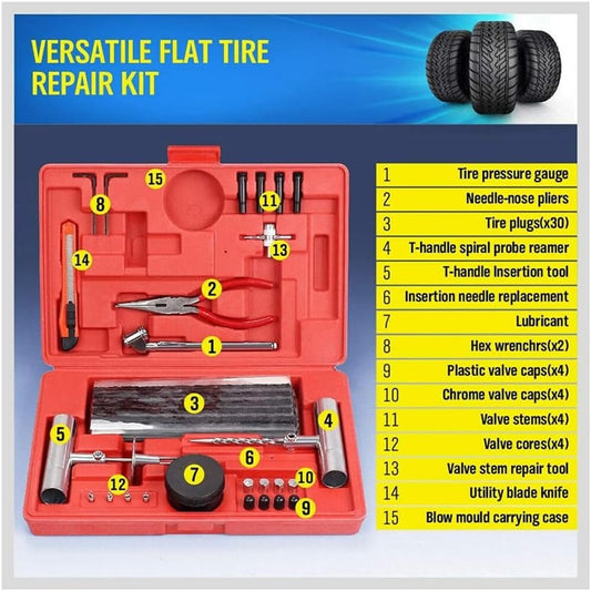 86-Piece Heavy-Duty Tyre Puncture Repair Tool Kit