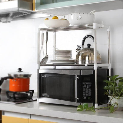 Expandable Microwave Oven Organiser Shelves (2 Tier) - DMC Wholesale