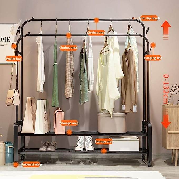 Clothing Garment Rack With Wheels - DMC Wholesale