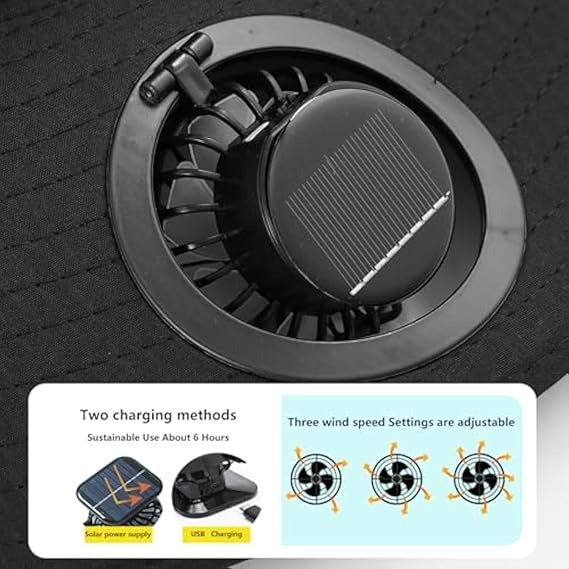 Wide Brim Solar Fan Hat