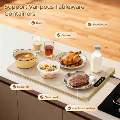 Foldable Silicone Food Warming Tray with Digital Control