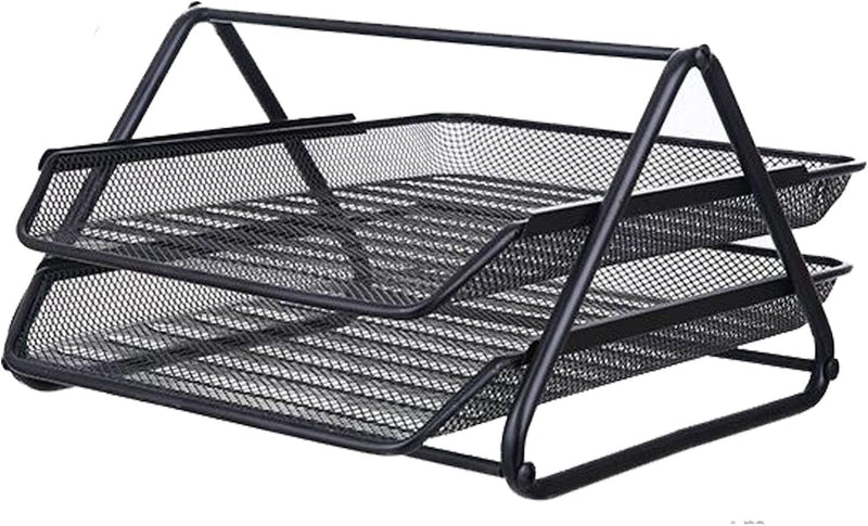 Metal Mesh Paper Tray Desk Organiser (2 Tier)