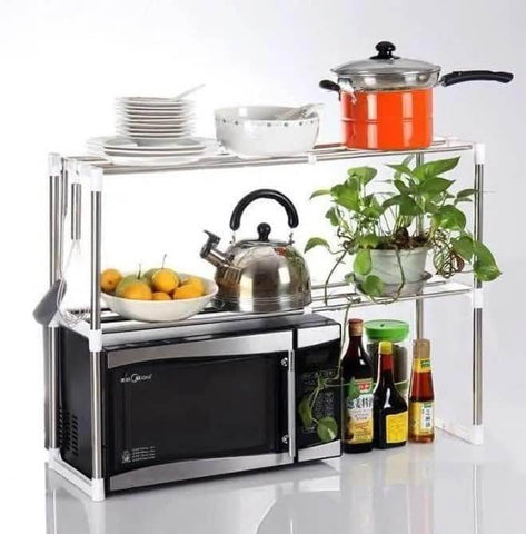 Expandable Microwave Oven Organiser Shelves (2 Tier) - Alt View