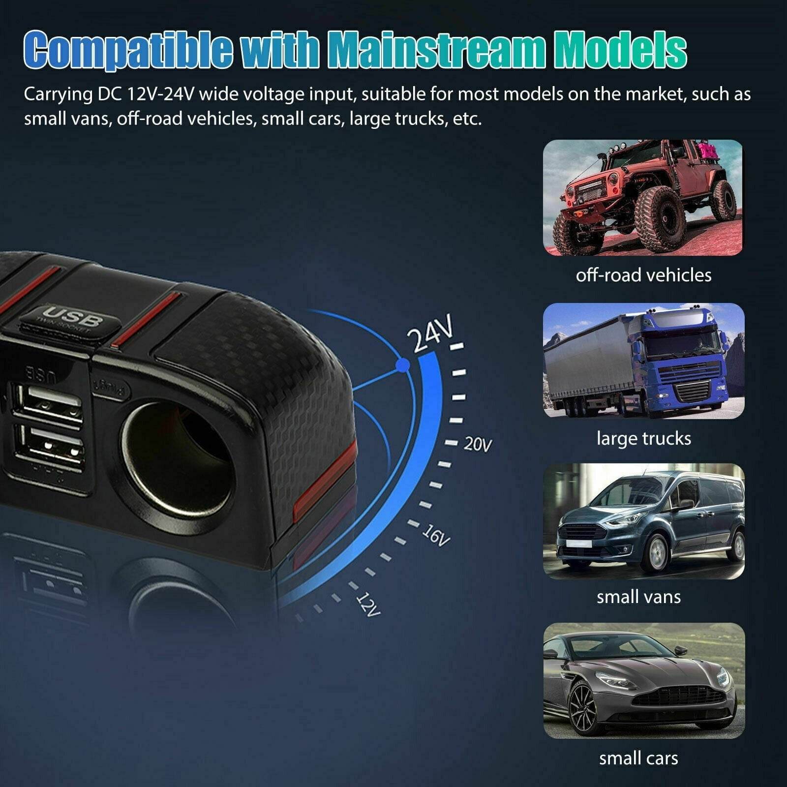 Dual USB Charger Splitter 12V Outlet Power Adapter - DMC Wholesale