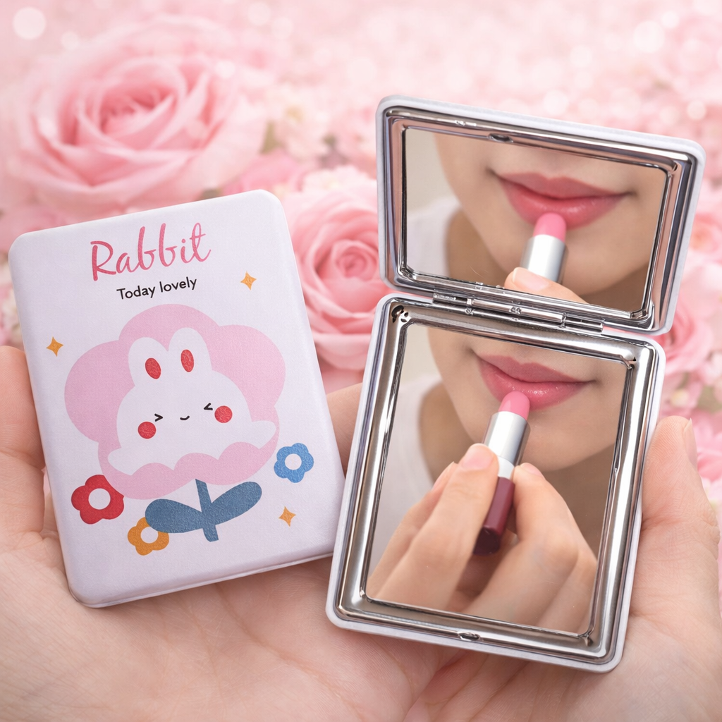Bunny Pocket Mirror (White Bloom Bunny)(Each)