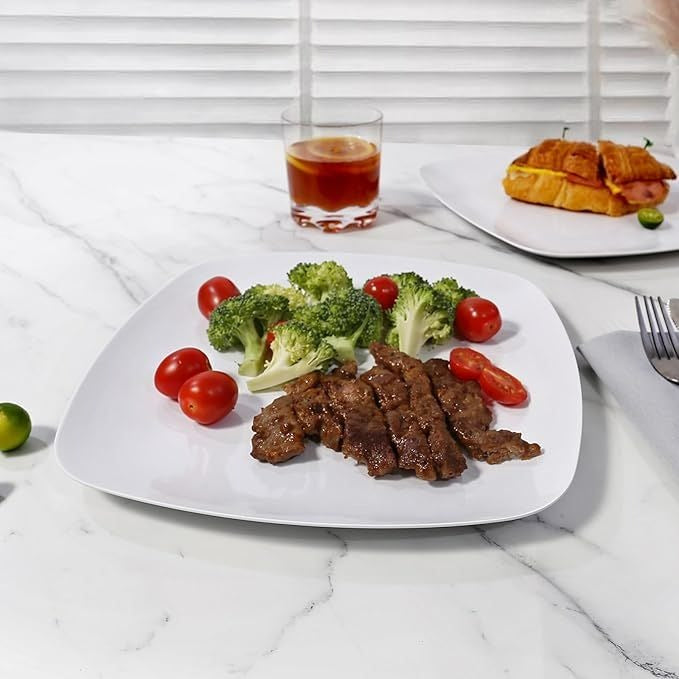 Rounded Square Melamine Plates (Medium)(19cm)(6pcs)