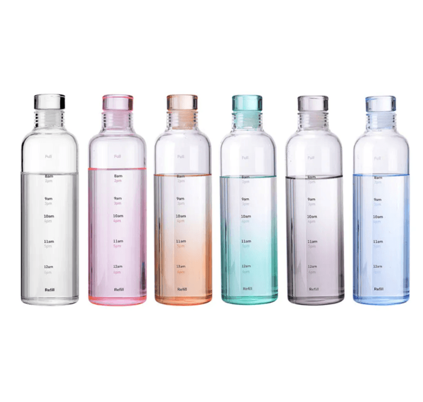 Transparent Motivational Water Bottle (500ml) - DMC Wholesale