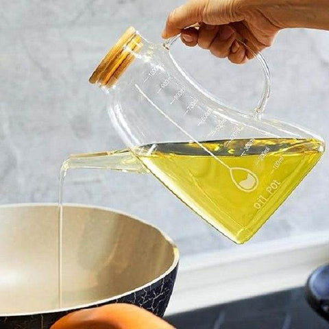 Transparent Glass Oil Bottle (1L) - Alt View