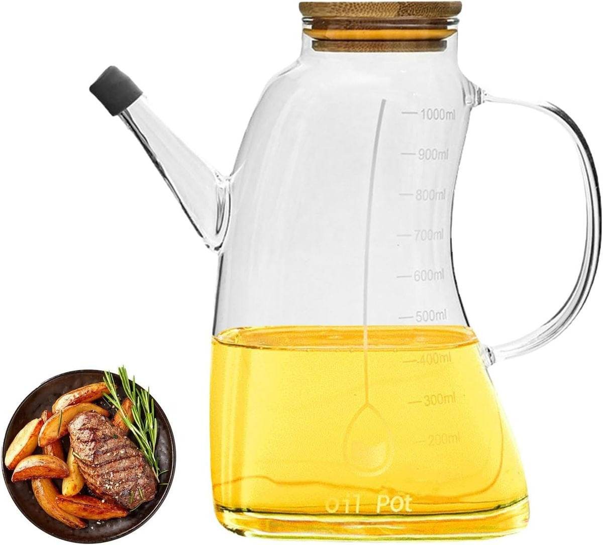 Transparent Glass Oil Bottle (1L) - DMC Wholesale