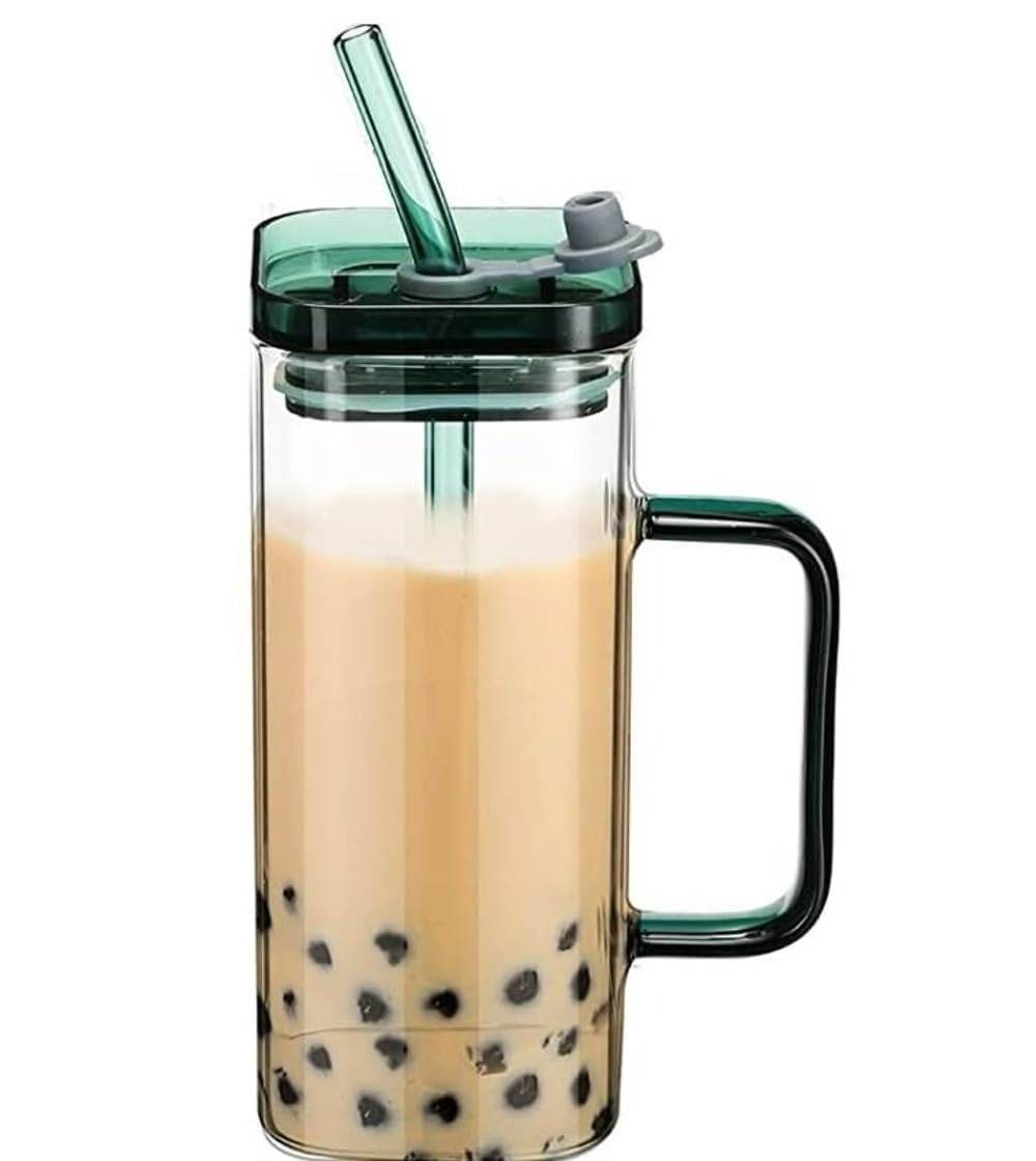 Colour-Tinted Glass Tumbler With Plastic Lid (380ml)(Each) - DMC Wholesale