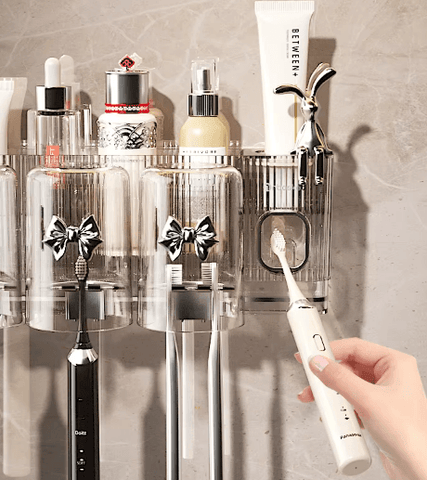 Toothbrush  And Cosmetic Holder (With Gargle Cups) - Alt View
