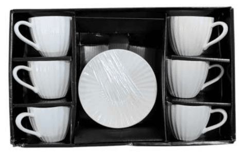 Porcelain Coffee or Tea Cups with Porcelain Saucers (12pcs)(180ml)(Design2) - Alt View