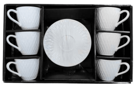 Porcelain Coffee or Tea Cups with Porcelain Saucers (12pcs)(180ml)(Design3) - Alt View