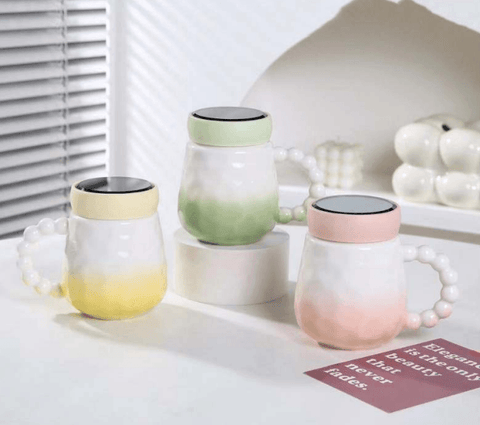 Glaze Ceramic Cup Simple With Lid (480ml) - Alt View