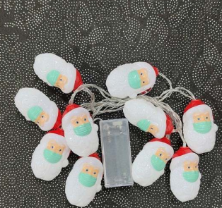 Santa With Mask Battery Operated String Lights (10L)(2M) - Alt View