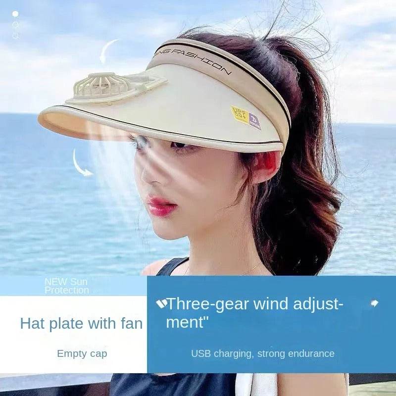 Charging Cylinder Shading Sunscreen Fan Hat - DMC Wholesale