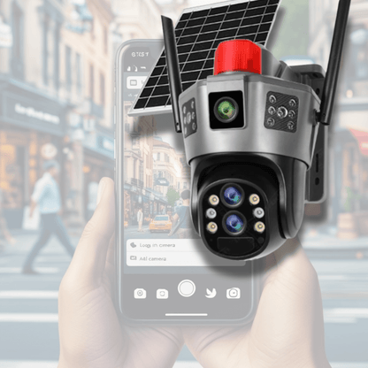 4G Solar Powered Multi Lens Security Camera - DMC Wholesale