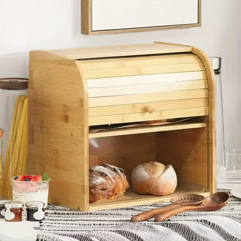 Extra Large Bamboo Bread Bin (2 Tier) - Alt View