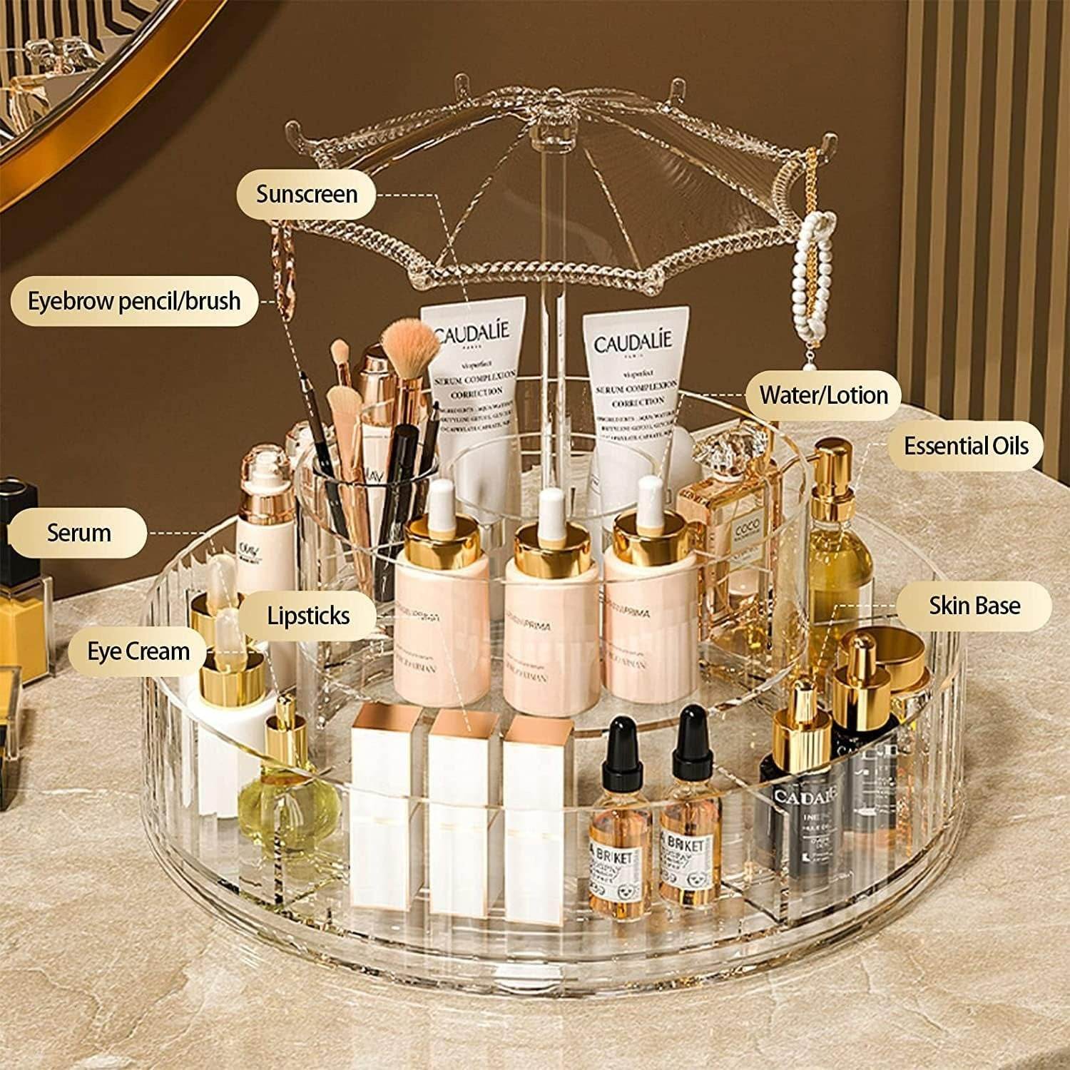 Rotating Make-Up Organiser With Umbrella Hook - DMC Wholesale
