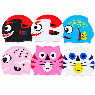 Kids Cartoon Print Swimming Caps – Assorted Pack