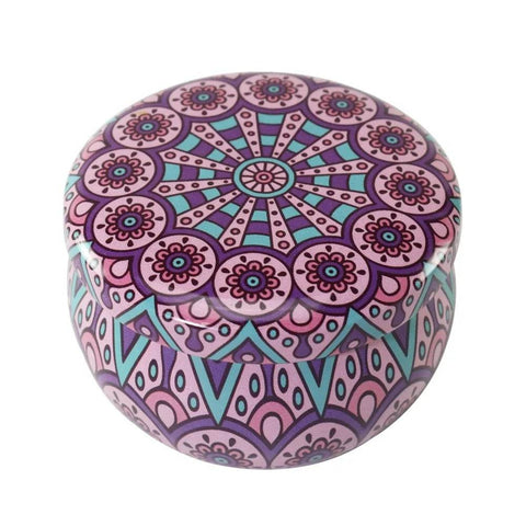 Lavender Aroma Candle In Colourful Patterned Tin (65ml) - Alt View