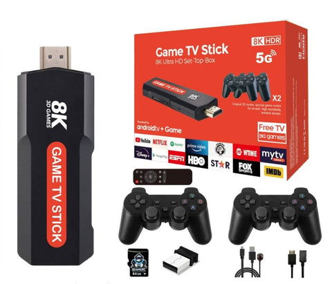 8K Ultra HD TV Stick Game Console + 2 x Wireless Controllers - Alt View