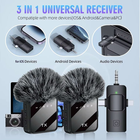 Dual Wireless Lavalier Microphone - Alt View