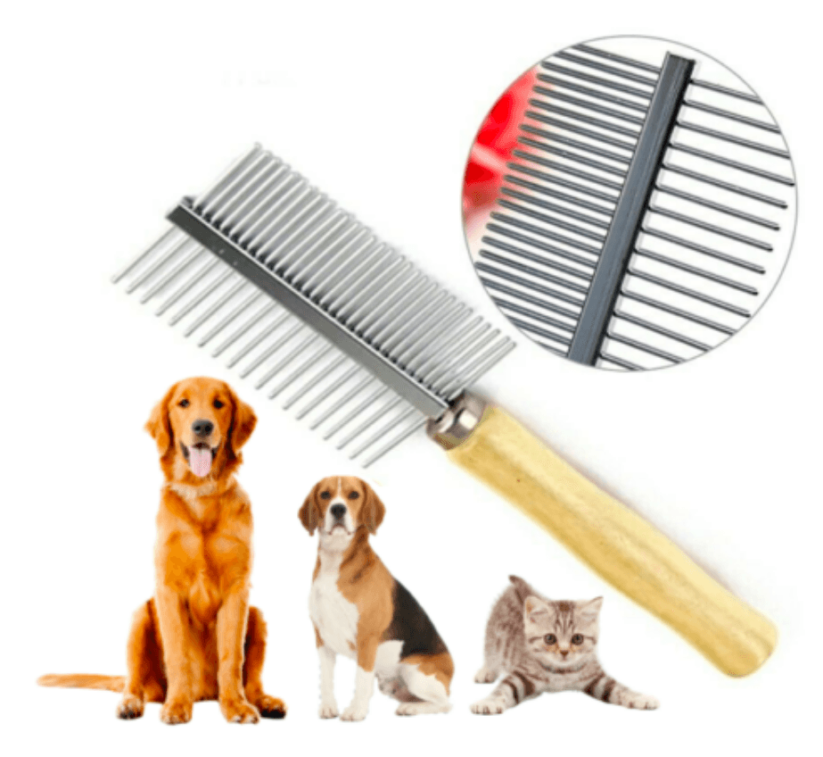 Double Sided Wooden Handle Dog Grooming Comb - DMC Wholesale