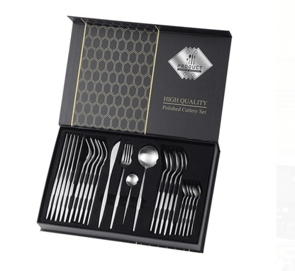Polished Cutlery Set (24 pcs)(Silver) - DMC Wholesale