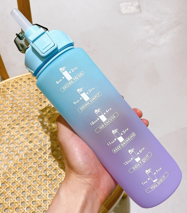 Combo: Vibrant Motivational Water Bottles (2 pcs)(Blue)