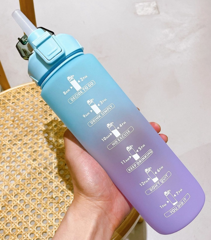 Combo: Vibrant Motivational Water Bottles (2 pcs)(Blue)