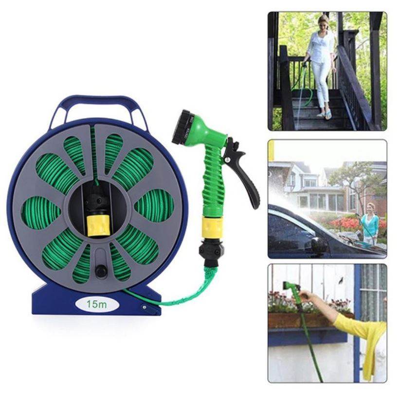 Flat Hose with Spray Gun Nozzle (15m) - DMC Wholesale