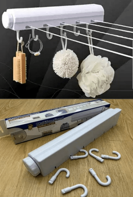 Retractable Clothes Drying Line with Hanger Clips - DMC Wholesale