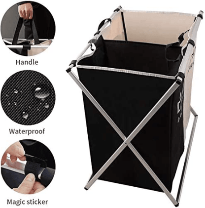 Foldable Sorting Laundry Basket (2 Compartment) - DMC Wholesale