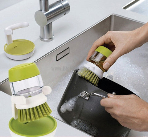 Soap Dispensing Plam Brush With Storage Stand - Alt View