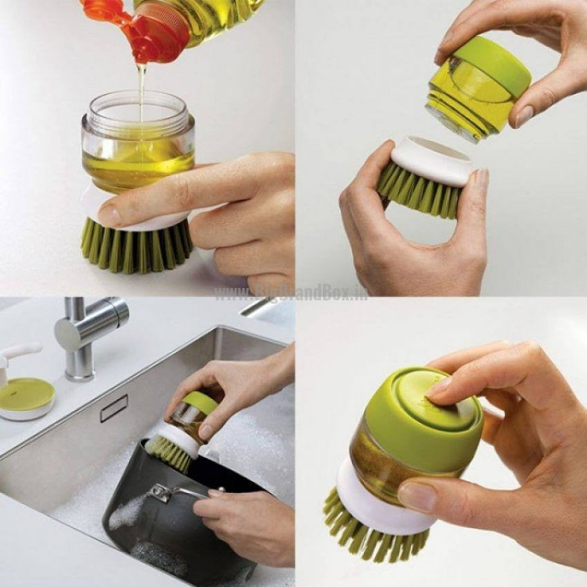 Soap Dispensing Plam Brush With Storage Stand