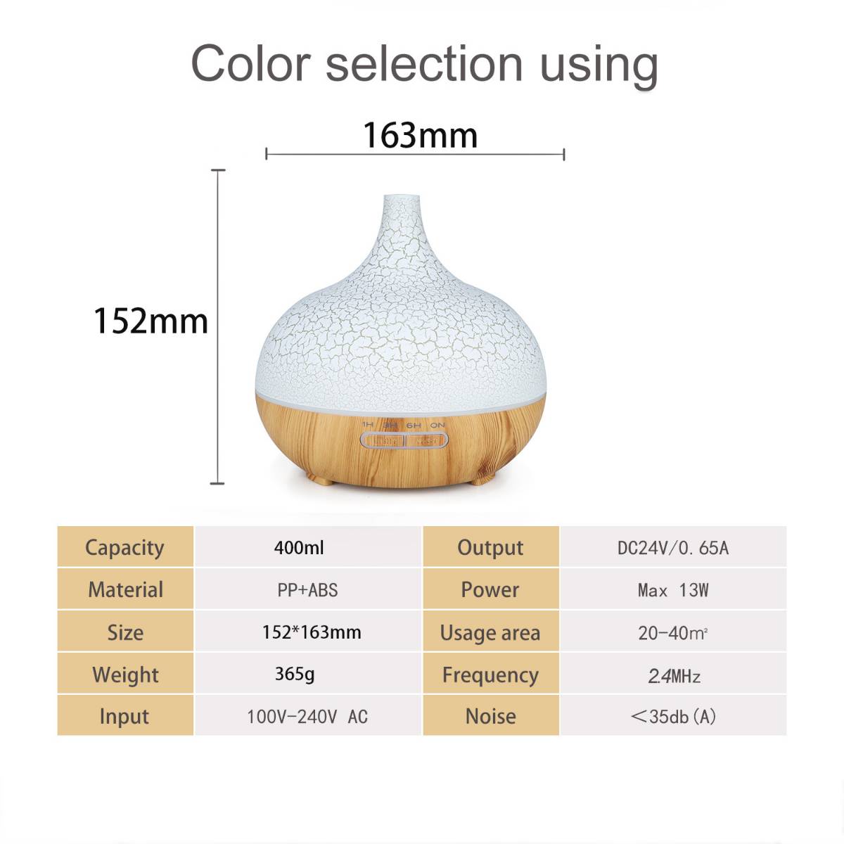 Ultrasonic Air Humidifier Essential Oil Diffuser (550ml)